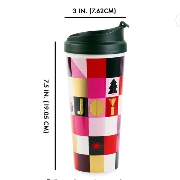 kate spade joy holiday christmas tumbler travel thermal mug nwt - Picture 3 of 6